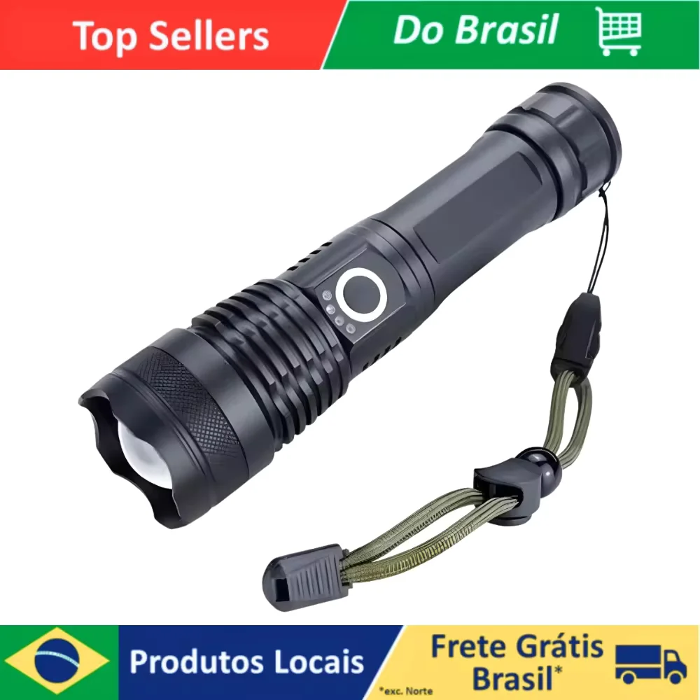 Lanterna Tática Militar Potente T9 Tática Potente Sitio Fazenda Acampamento Camping Segurança- Resistente a Água