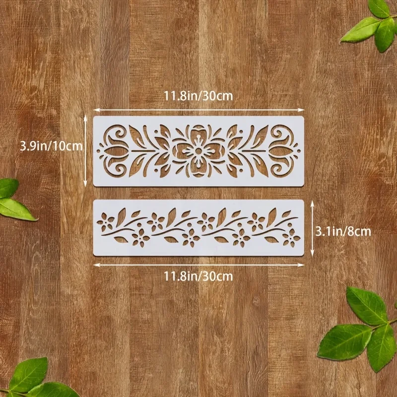 13개입 11.8인치 테두리 무늬 페인팅 스텐실 세트 재사용 가능한 플라스틱 템플릿 DIY 공예 벽 나무 천 장식용