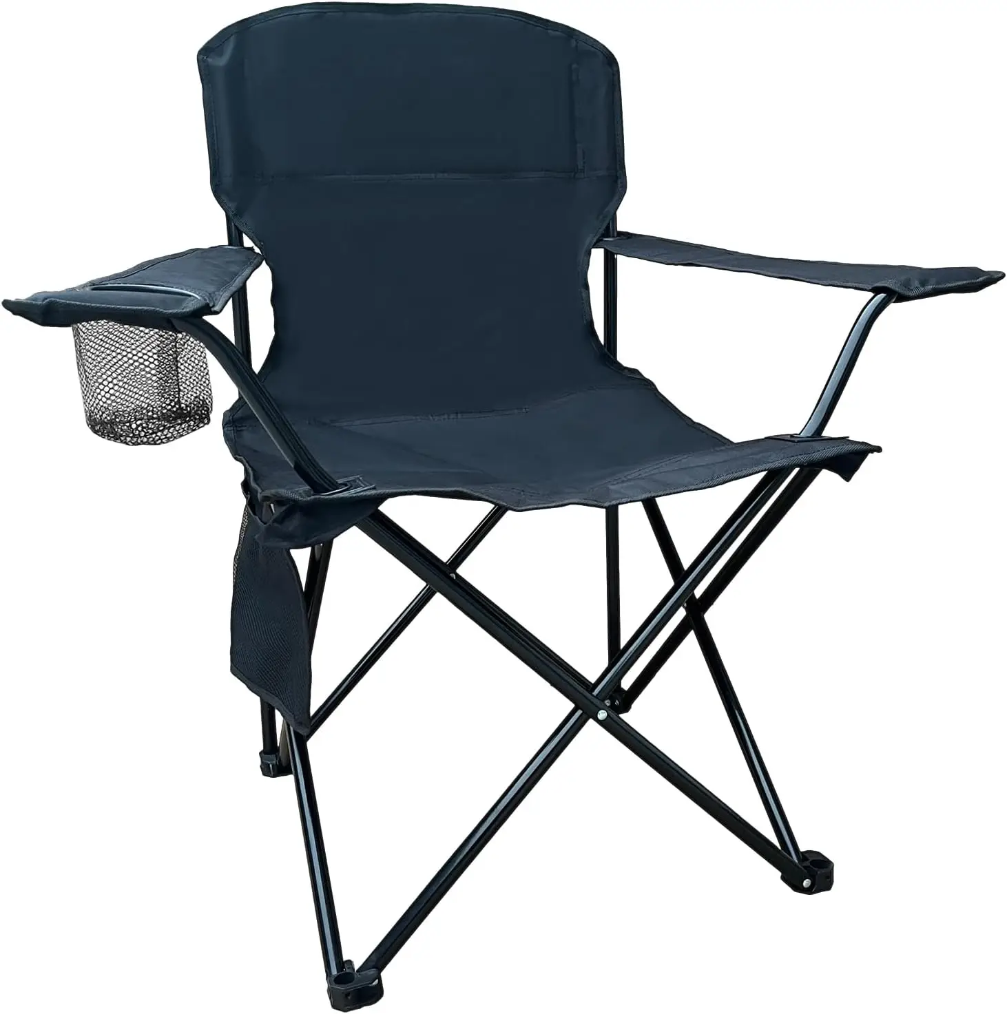 Beach Camp Cup Holder, Storage Pocket, Waterproof Bag Outdoor Arm Chair, Supports 225LBS