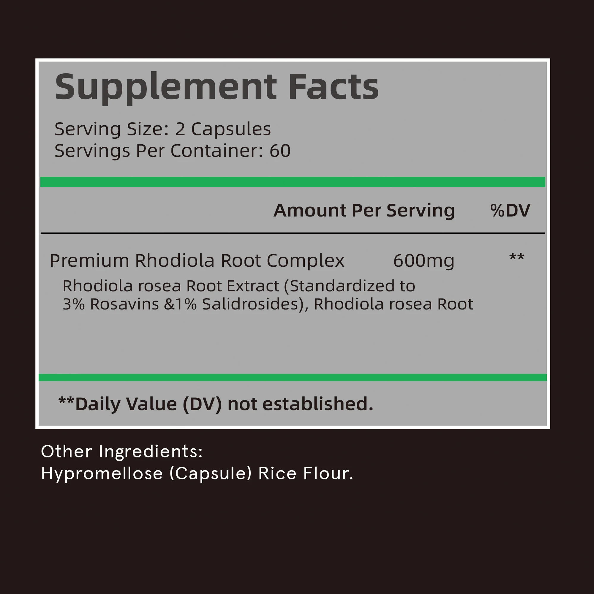 Rhodiola Rosea Supplement - Relieves Stress, Improves Mood, and Enhances Focus, Boosts Energy and Stamina - 120 Capsules