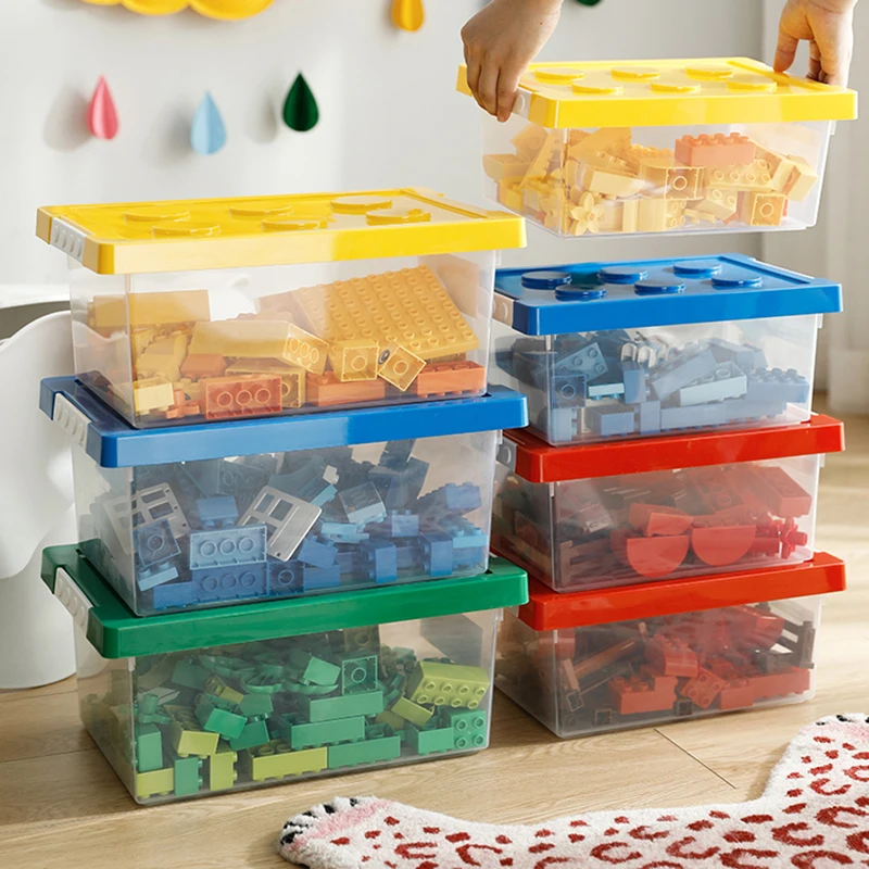 

Toy Containers Kids Lego Building Block Organizer Storage Box Stackable Plastic Transparent Books Stationary Sundries Holder