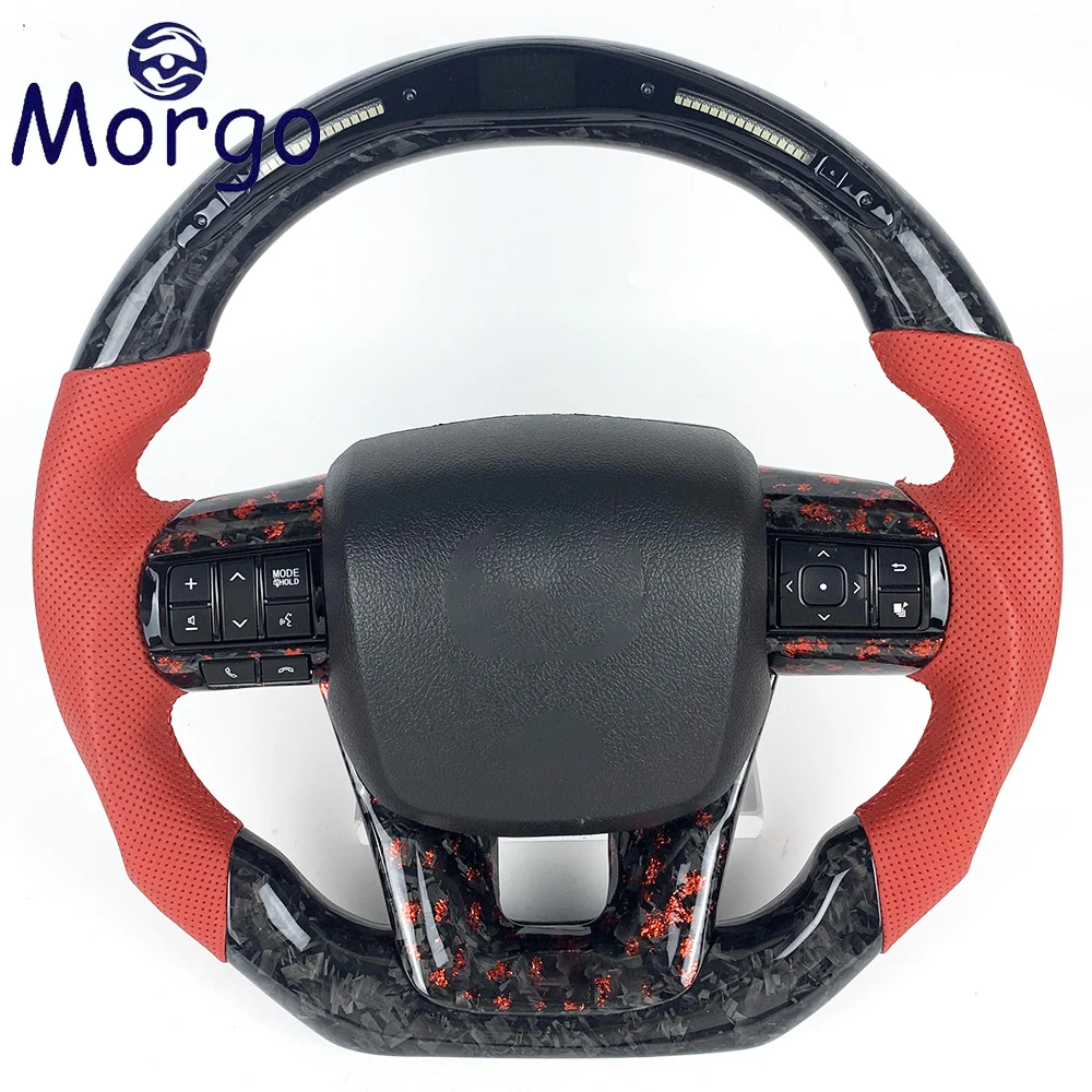 Custom LED Forged Carbon Fiber Steering Wheel For Toyota Hilux Revo Fortuner Land Cruise LC300 GR Steering Wheel