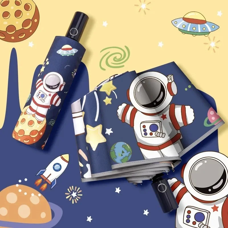 Składany parasol z pasek odblaskowy, parasol automatyczny, odporny na wiatr i wodę, przestrzeń kosmiczna, astronauci anty odbicia — zdjęcie 2