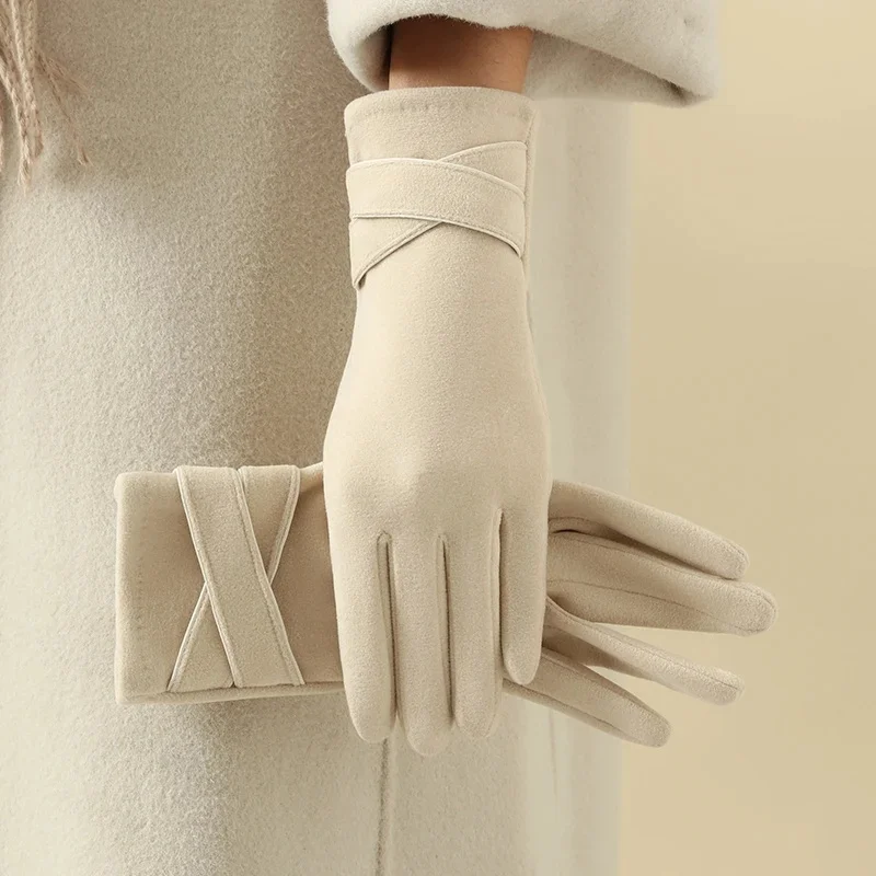 AliExpress NONE A Pair of Warm Gloves with Velvet to Prevent Cold, Suitable for Girls' Winter Windproof Cycling and Driving