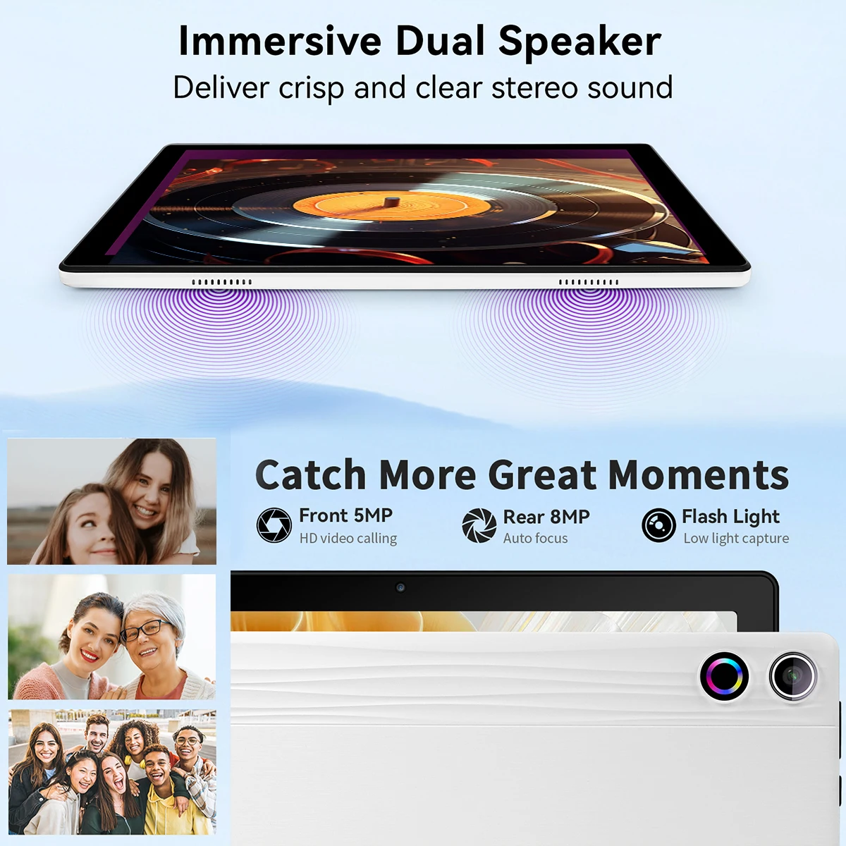 A10L Octa Core Android Tablet PC 10.1 Inch HD LCD Laptop Style Tablet Android 15 24GB(4+20 Virtual) RAM 64GB ROM 5000mAh Type‑C Complete Full Accessories Set Portable Tablet PC For Home Study Entertainment