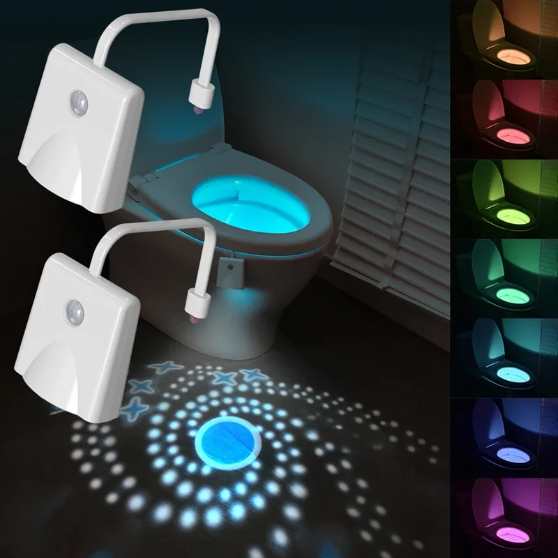 Toilet Night Lights,LED Projection Lamp,Motion Activated Light,10 Colors Waterproof Illuminate Nightlight for Bathroom Decor