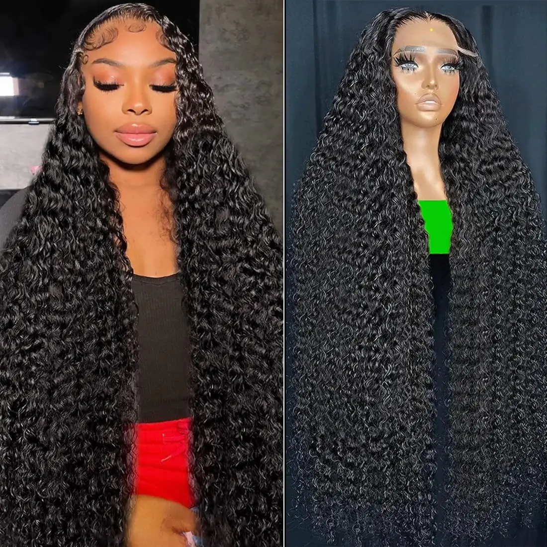 

28 Inch 13x6 Deep Wave Lace Front Wigs Human Hair 180% Density Deep Curly Frontal Wigs Human Hair with Baby Hair for Women