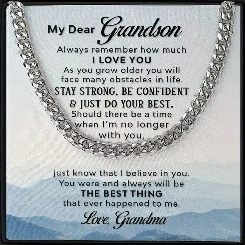 Collar cubano+'A mi nieto'Card+Box, el ideal regalo de cumpleaños/graduación/fiesta/festivales para nieto. De la abuela