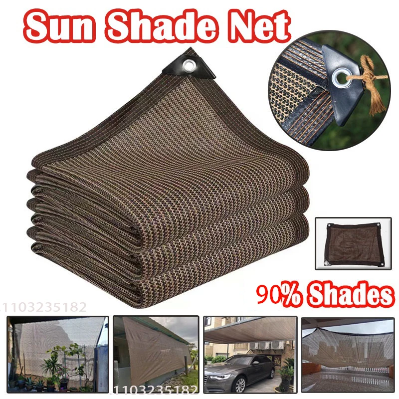 12-pin coffee sunshade HDPE sunshade net home garden UV protection 90% sunshade net balcony sunshade carport shade net