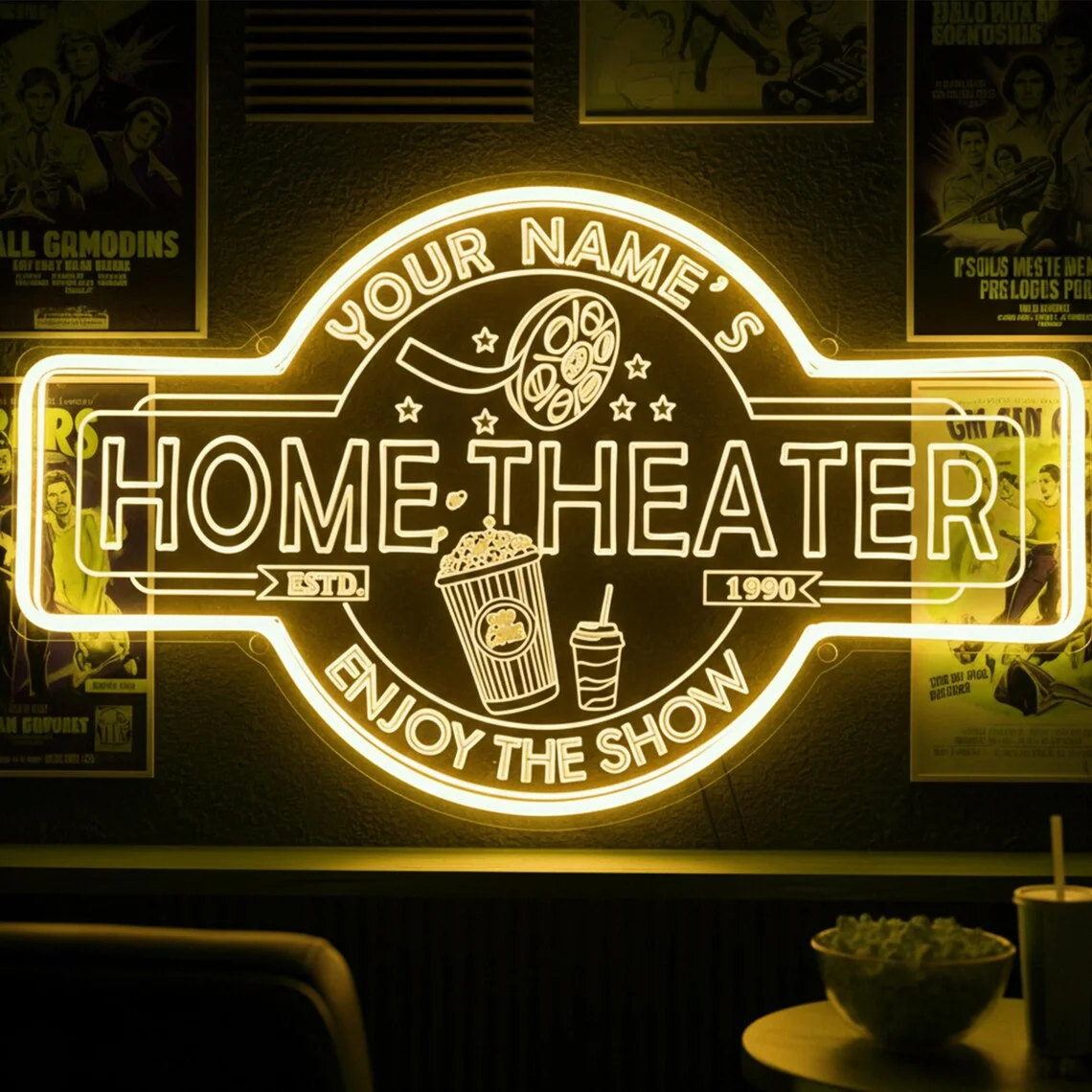 لافتة نيون مخصصة لغرفة السينما - مراجعة Home Cinema Decor وسعره