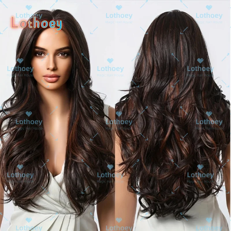 Ombre Deep Brown to Dark каштановая вьющаяся волна, для надежной посадки, без челки, средняя часть, элегантный стиль отпуска, шиньон для женщин Hi