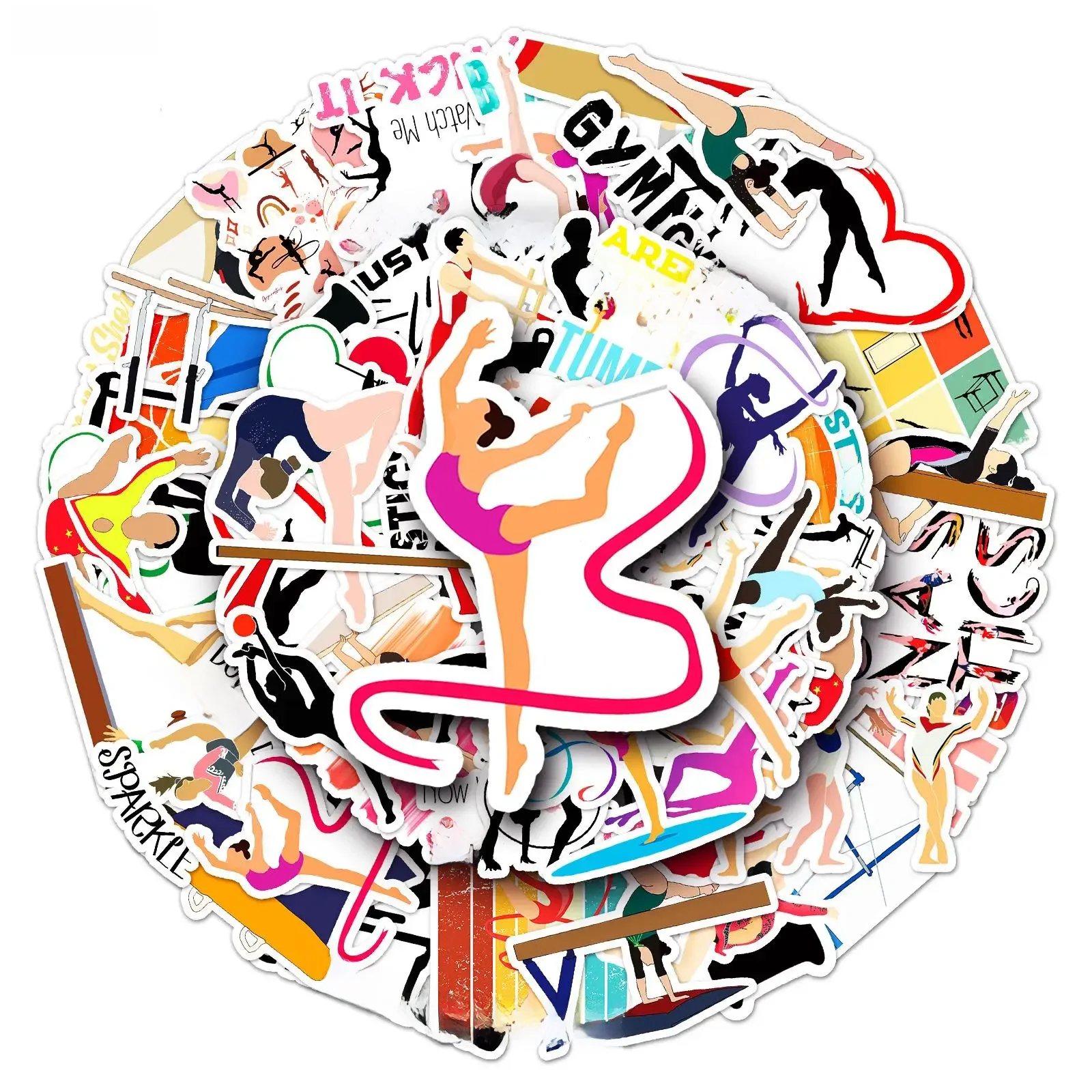 10/30/50pcs autocollants de gymnastique artistique bricolage cadeau jouets valise pour ordinateur portable Skateboard téléphone guitare décalcomanies Graffiti dessin animé autocollant