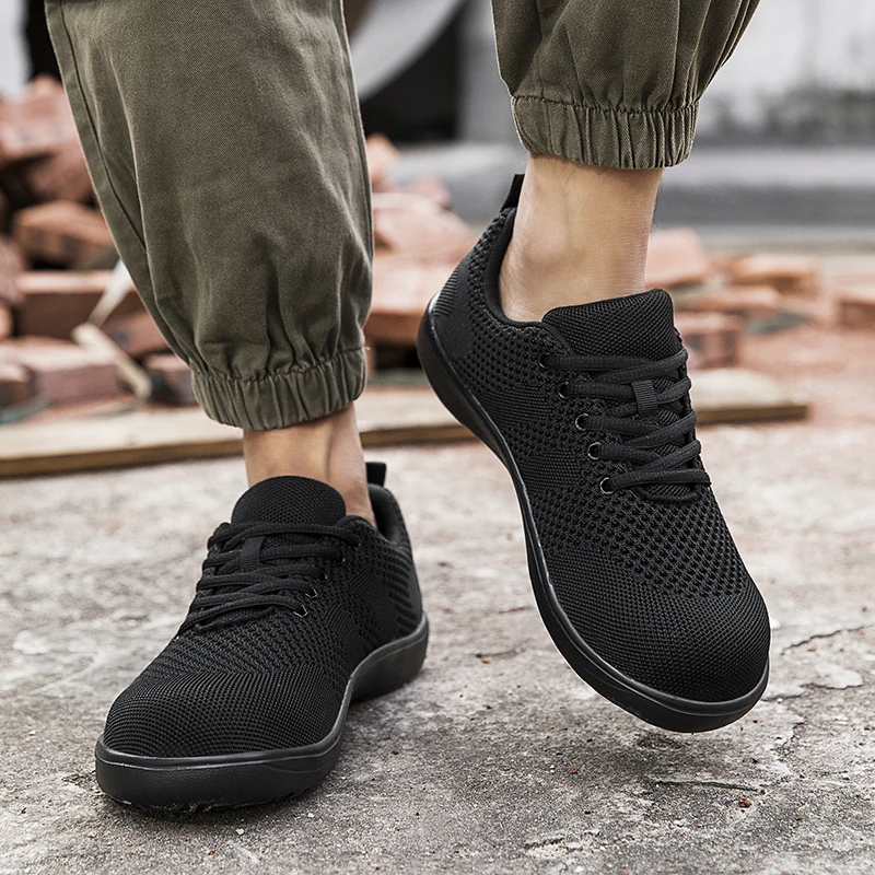 Men’s Breathable Knit Walking Shoes, Low Top Lightweight Casual Sneakers, Comfortable Outdoor Athletic Shoes, Lace Up Fashion Sp