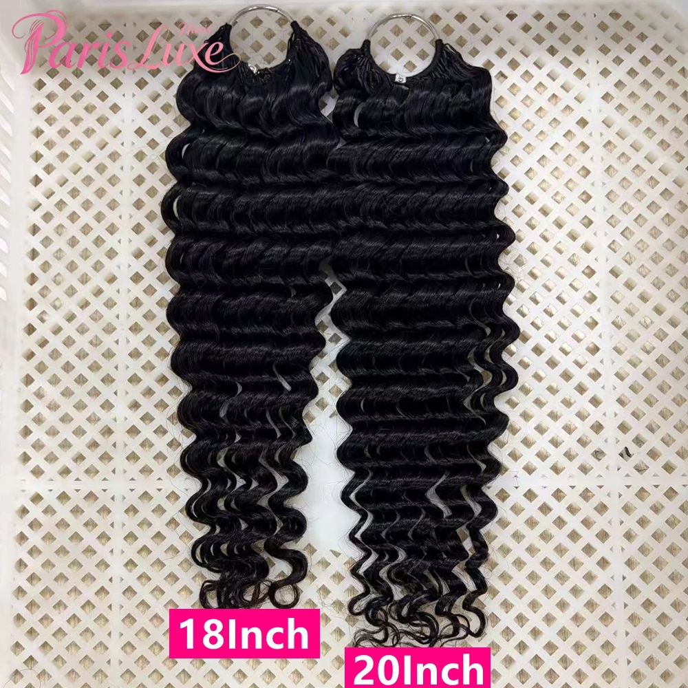 High Quality 18 20 24Inch 60G/Pack Loose Deep Wave Knots Crochet Hair for Braiding Boho Braids Real Human Hair Extensions Curly Feathered Human Crochet Hair Natural Black Soft Lightweight And Reusable Beginner-Friendly