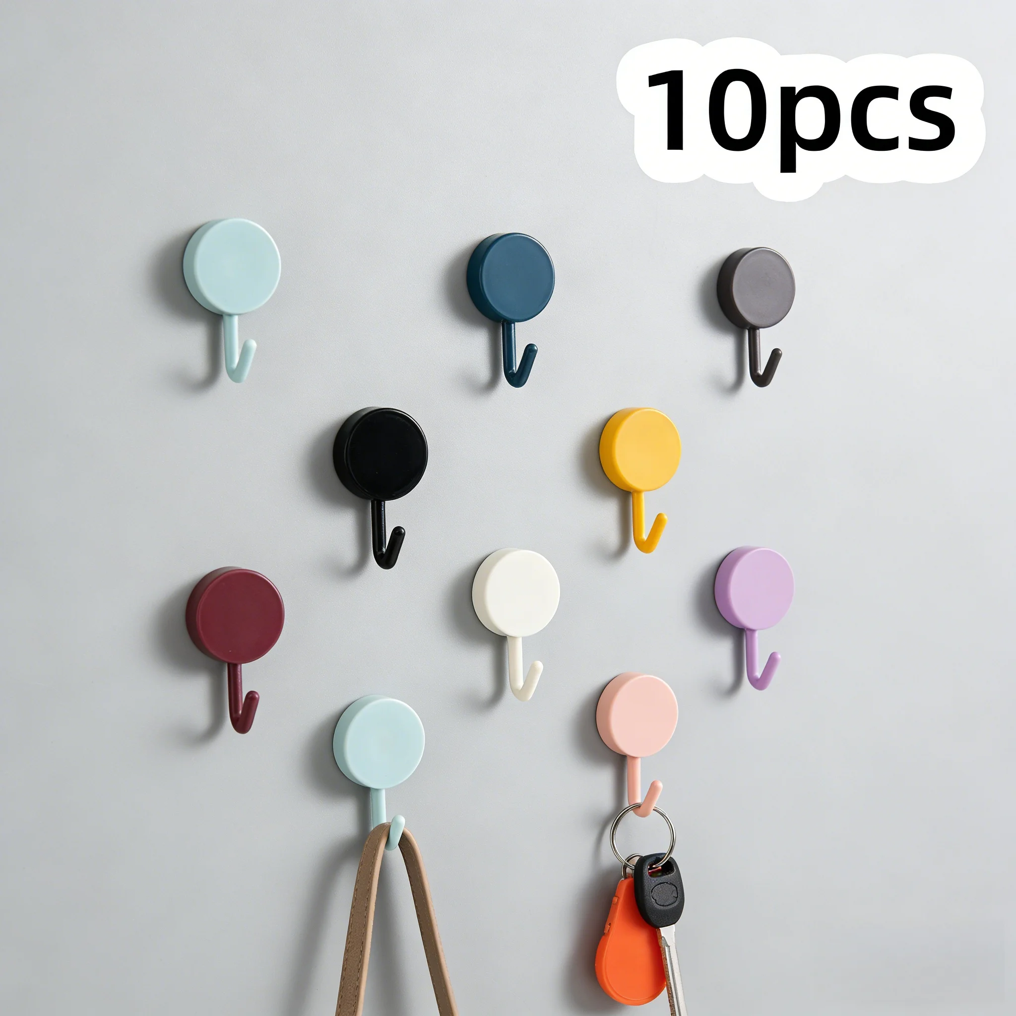 

Десяти упаковки разноцветных мини-клейких крючков. Многоцелевые компактные средства для организации дома и офиса.