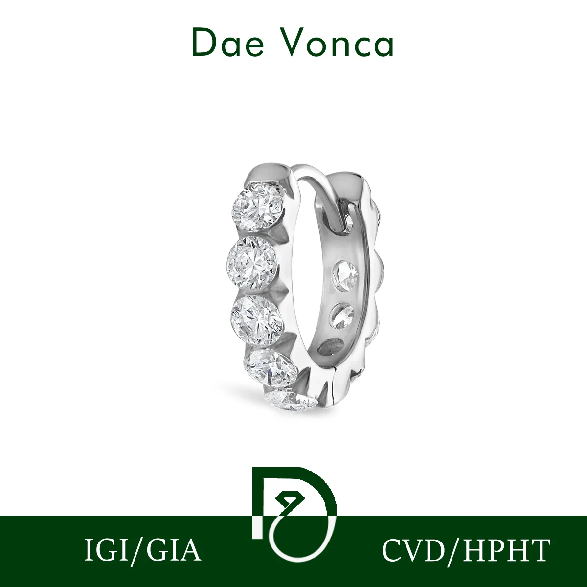 Single Invisible Set Diamond Eternity Hoop Earring Total 0.5CT Lab Grown Diamond Hoop Earring Fashion Jewelry