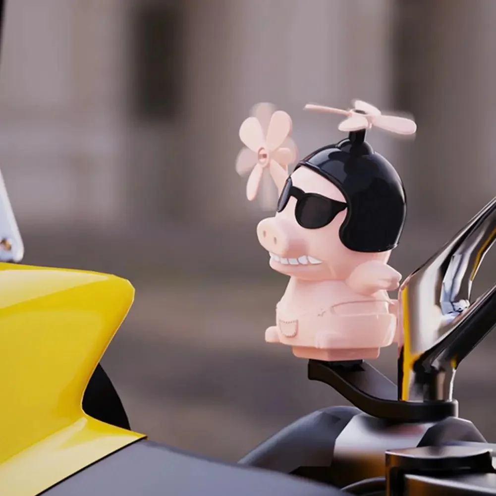 AliExpress Funny Motorcycle Helmet Windmill Pig Decoration Toy Rear View Mirro Handlebar Mount For Motorcycle Car Bicycle