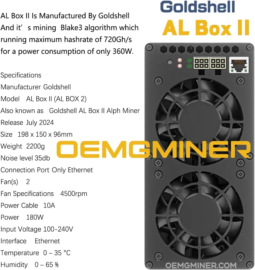 GOLDSHELL-BUY 2 GET 1 FREE NEW AL Box III 1.25TH/S 600W Clephium Miner ALPH Mining Asic Miner, Crypto Mining avec PSU par OEMGMINE