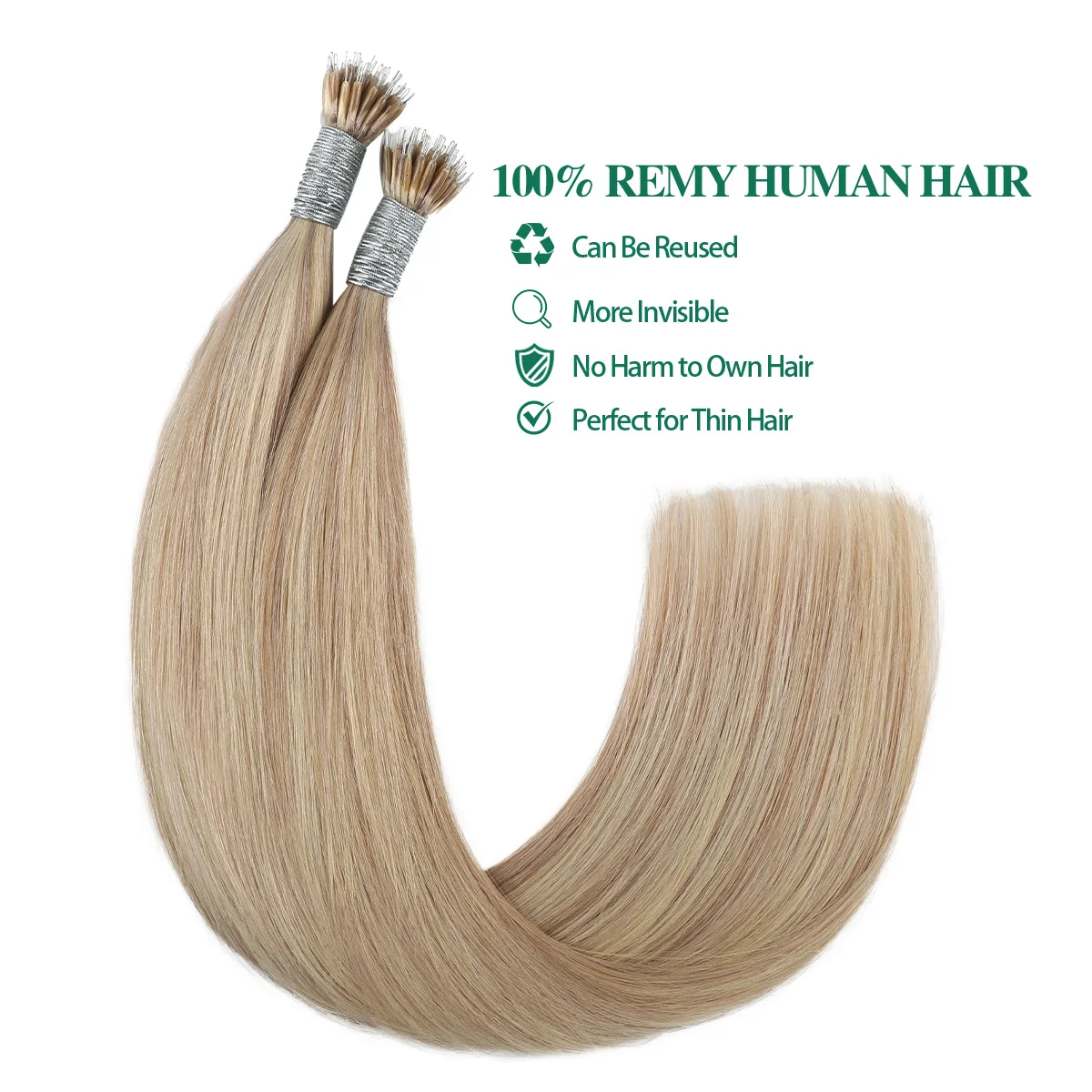 Doczepiane włosy Sixstarhair U Tip, 50g, 50 pasemek, 16 cali, brudny blond z efektem wybielania, doczepy z prawdziwych ludzkich włosów dla kobiet.