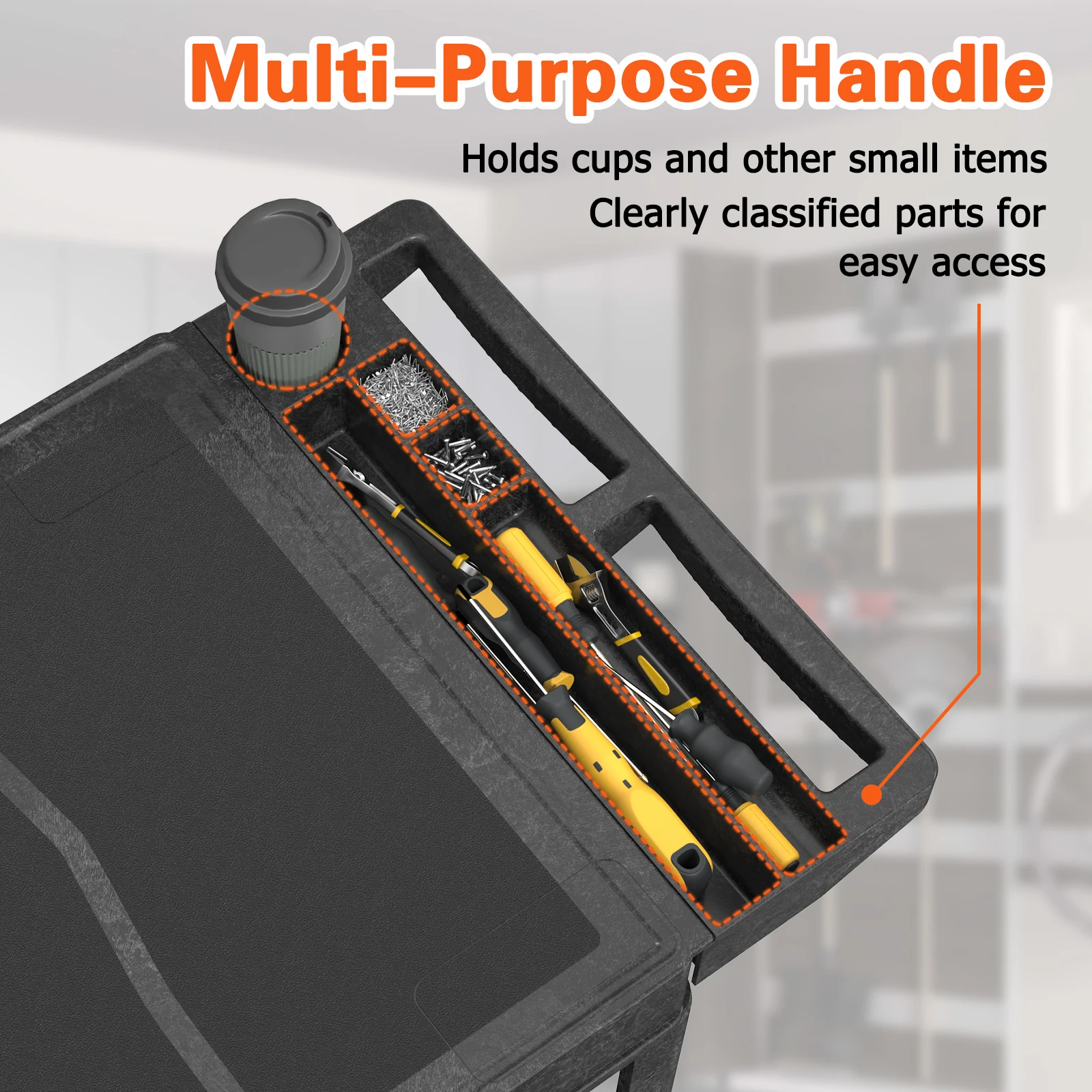 عربة أدوات مسطحة من Kieperi مع عجلات، عربة خدمة دوارة شديدة التحمل للمستودعات #5