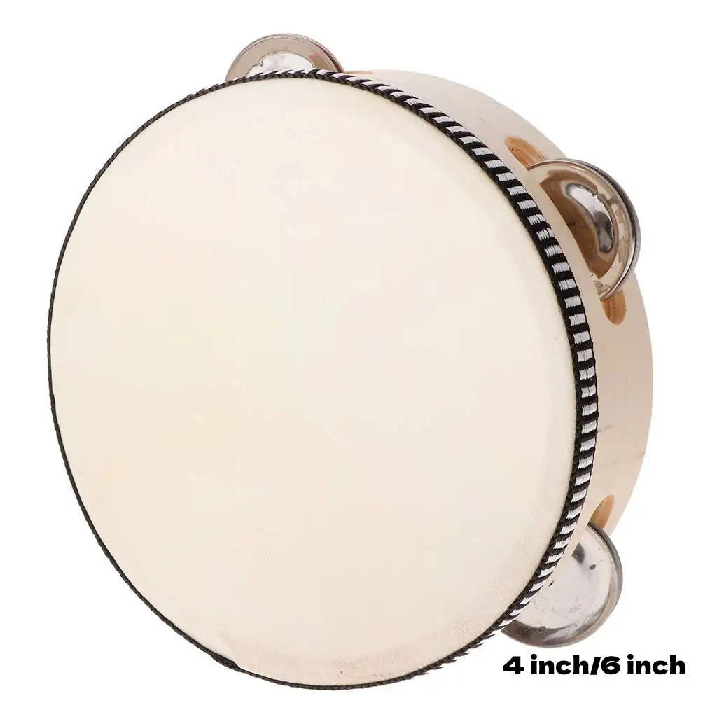 4/6inch Hand Held Wooden Tambourine Percussion Drum hand drum Kids Musical Children Percussion Instrument Educational Toys