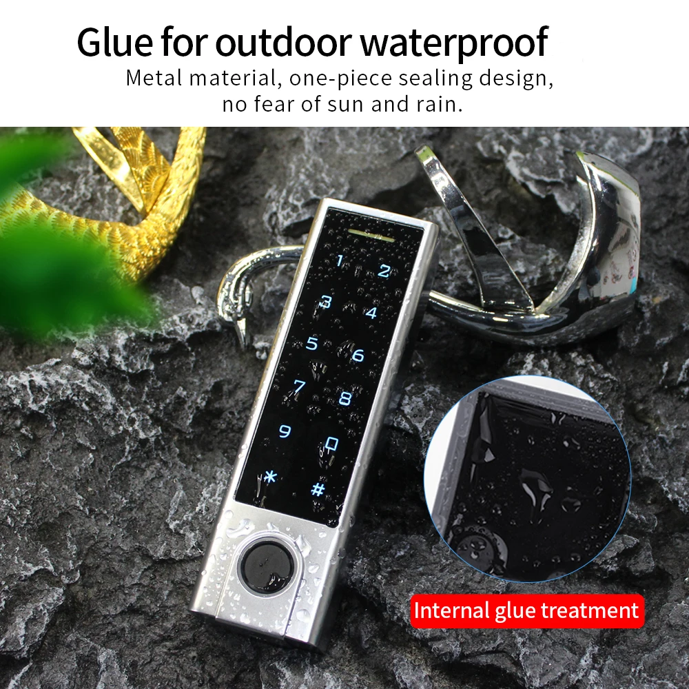 IP65 Waterproof  DIY Wireless Lock Kit Metal Wireless Fingerprint Keypad+Lock+Exit Button+Remote Transmitters For Home Office