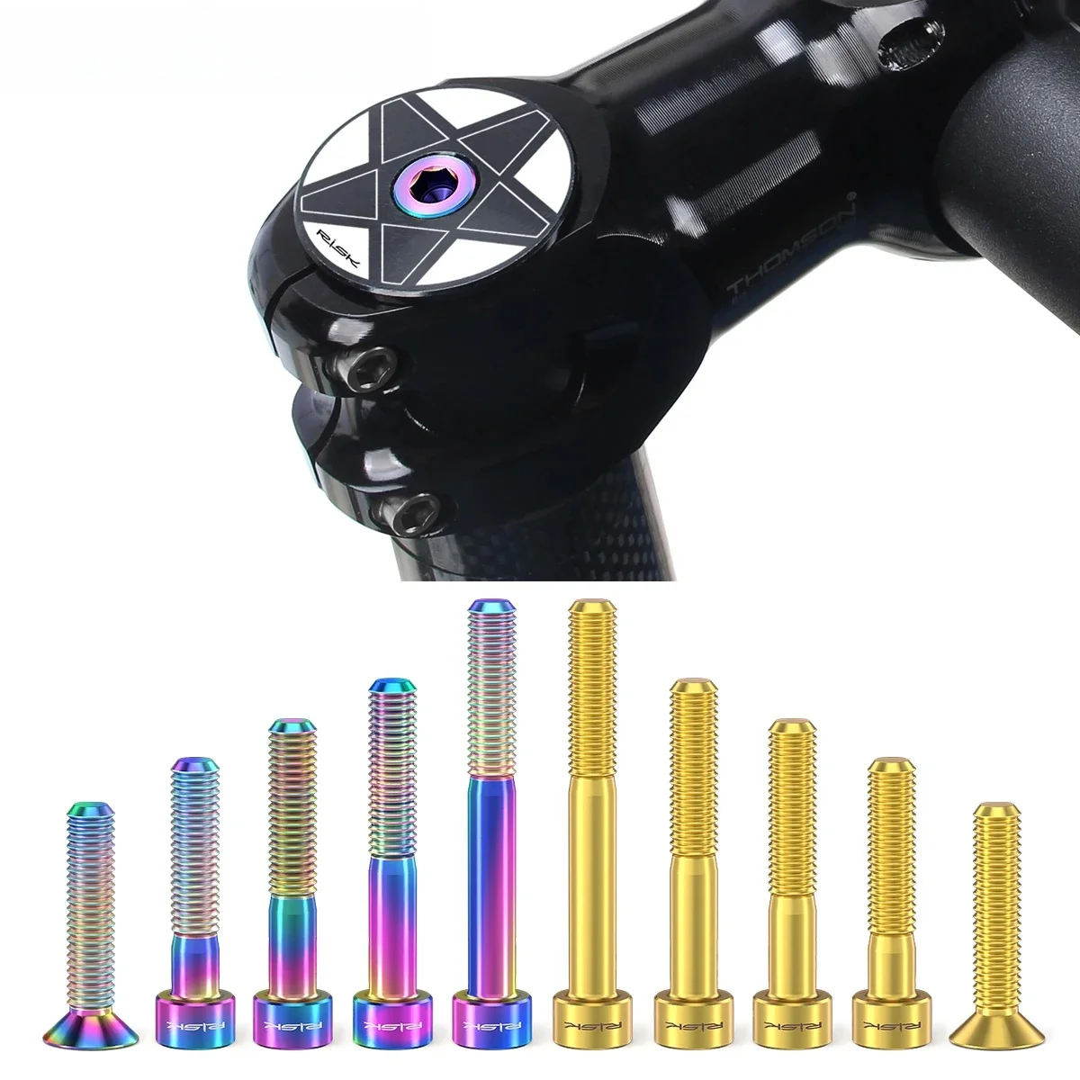 AliExpress RISK 1PC M6x30/35/40/50mm Headset Stem Top Fixing Screw Extended Bolt, Titanium Alloy Oil Disc Screw, Bicycle Parts Fastening Bolt