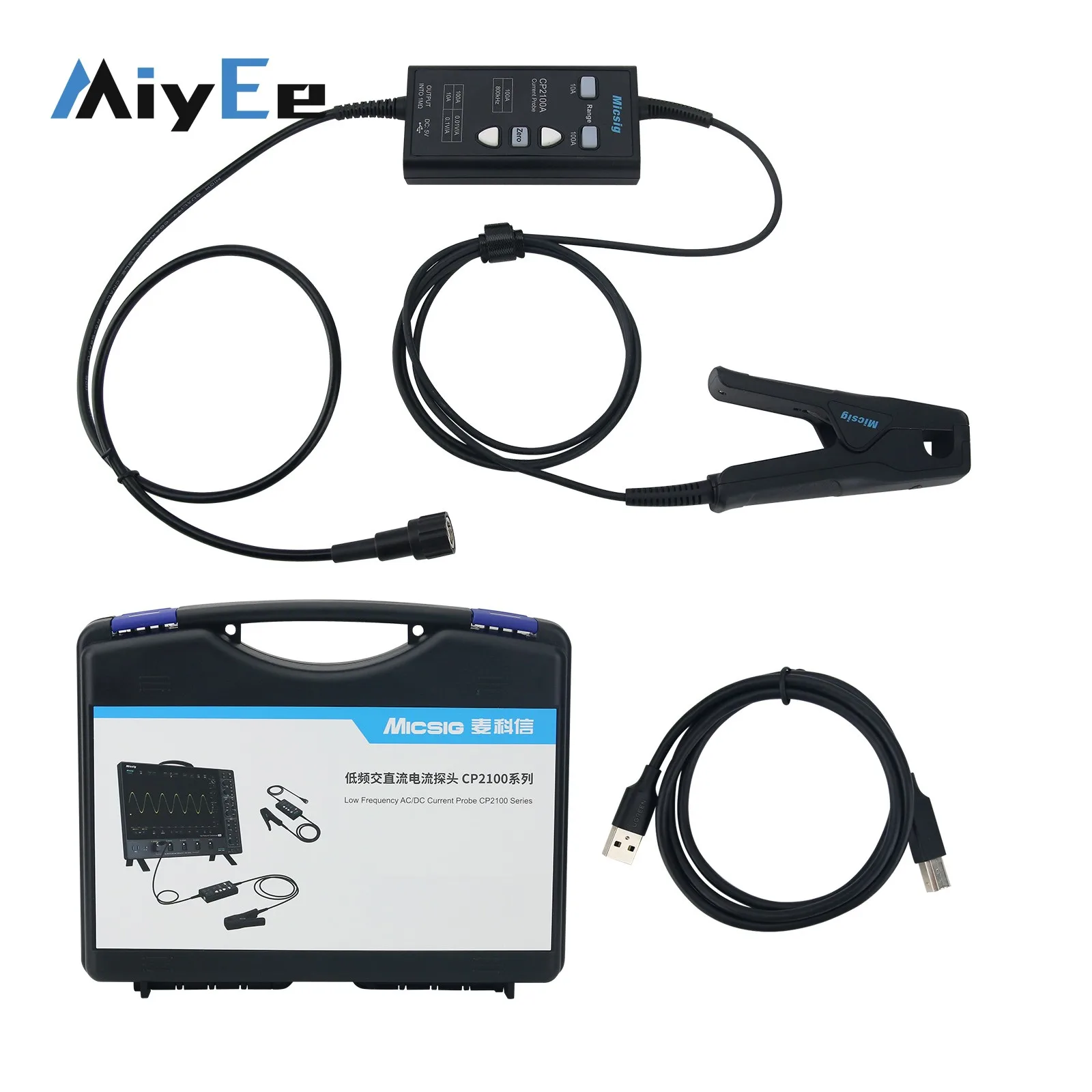 

Micsig CP2100A 800KHz 10A/100A AC DC Current Probe USB Powered for Oscilloscopes with BNC Interface