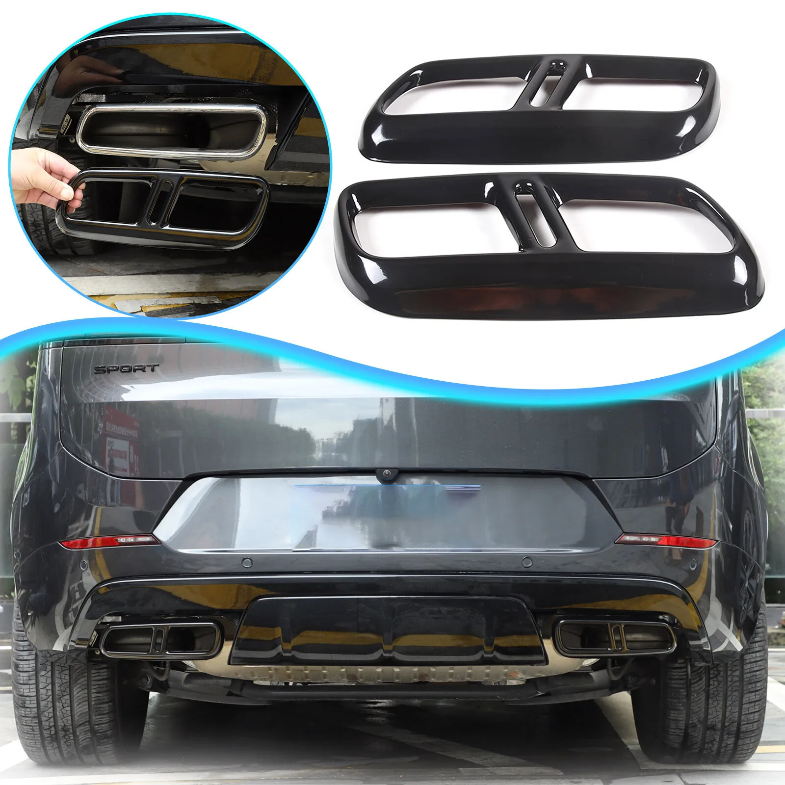 

Крышка выхлопной трубы автомобиля из нержавеющей стали для Land Rover Range Rover Sport L461 2023 2024, аксессуары для отделки хвостовой горловой трубы