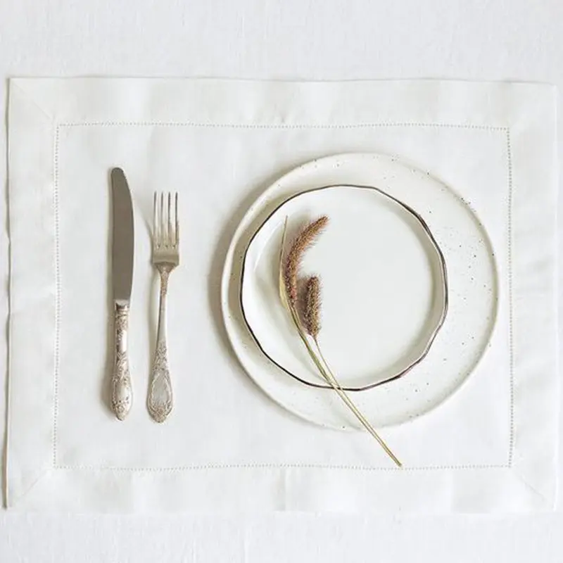 6 Pieces White Hemstitch Napkins Cocktail Napkin For Party Wedding Lace Napkin Table Cloth Linen Napkins Cotton Napkin