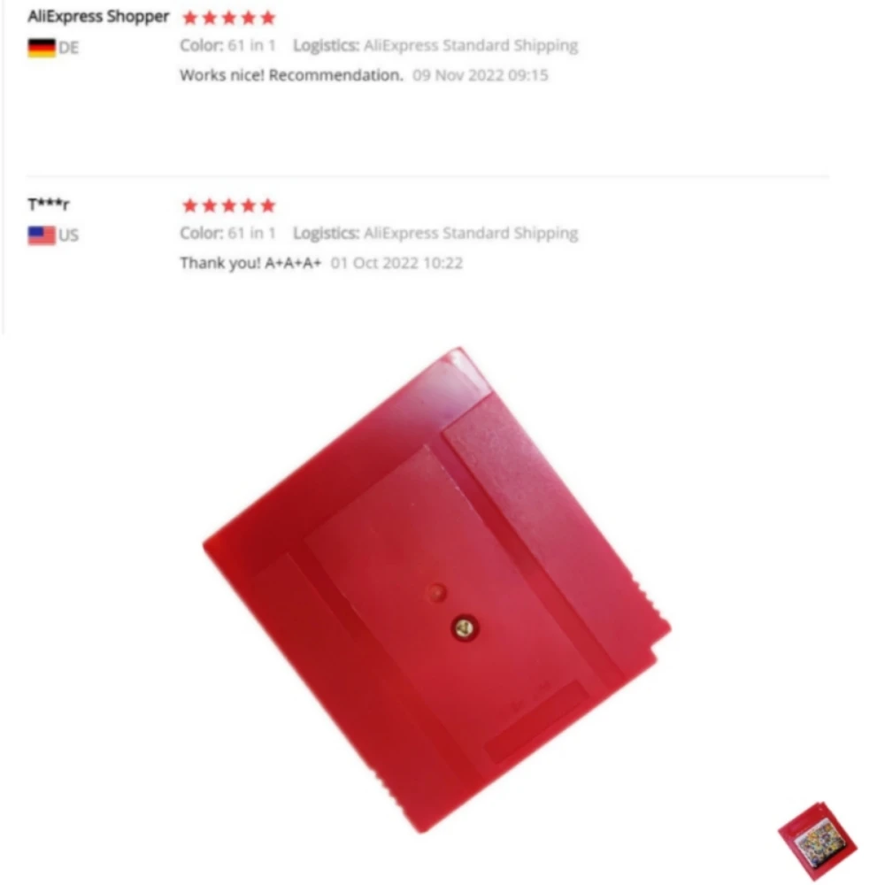 Cartucho de juego 61 en 1 para GBC, consola de juegos portátil GBA SP, GBM, sin repetición de juegos, Color Rojo