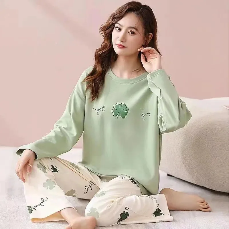 Pyjama deux pièces décontracté pour femme, ensemble de vêtements de nuit confortables, vêtements de détente, vêtements de nuit Y et fjNightwear, mignon, automne, hiver