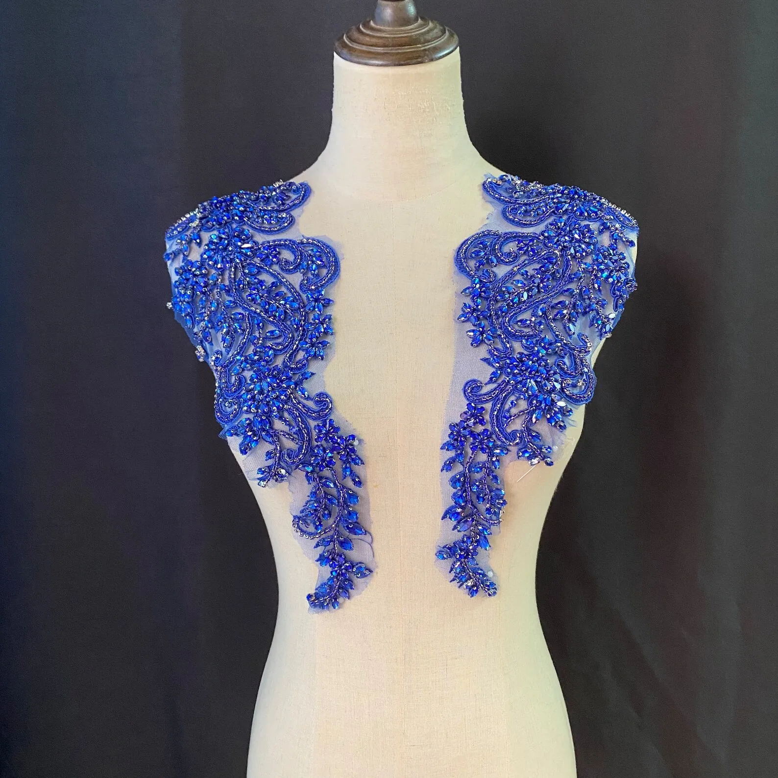 Blue Rhinestone Applique for Haute Costume,Wedding Dress,Bridal Sash Free Shipping