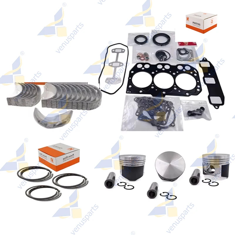 3TNE74 Ring-Überholungs- und Reparatur-Kit für Yanmar, kompletter Dichtungssatz, Kolben, Kurbelwelle, Hauptlager, Pleuellager, Zylinderkopfdichtung
