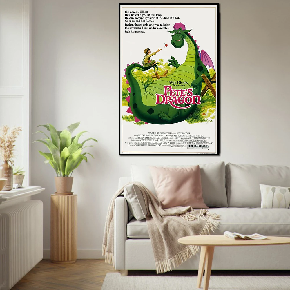 Petes Dragon Poster Vintage Disney Movie Wall Art Canvas Painting Classic Disneyland Pictures for Living Room Home Decor Cuadros