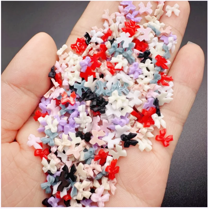 50pcs Kawaii Resin Ribbon Nail Art Charms Parts Multi Bow Nail Rhinestones Decorations DIY Manicure Design Accessories Supplies