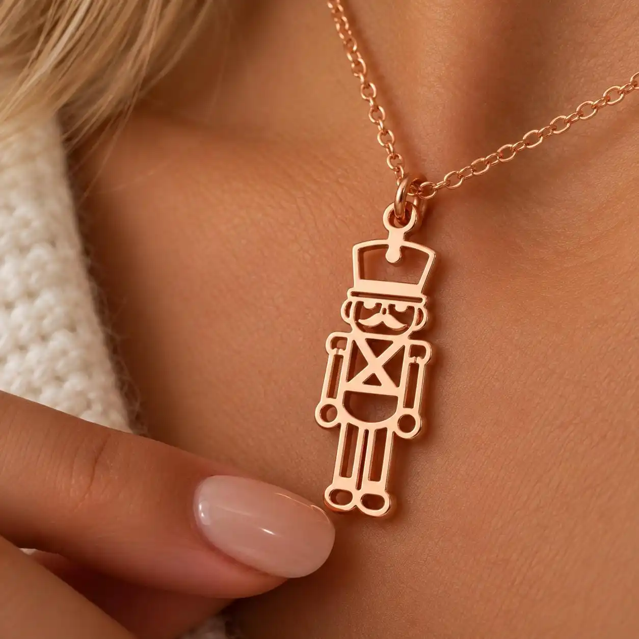 Custom Christmas Necklace Holiday Jewelry Gold Xmas Charm Pendant Festive Winter Gift For Her Dainty Customized Stocking Stuffer