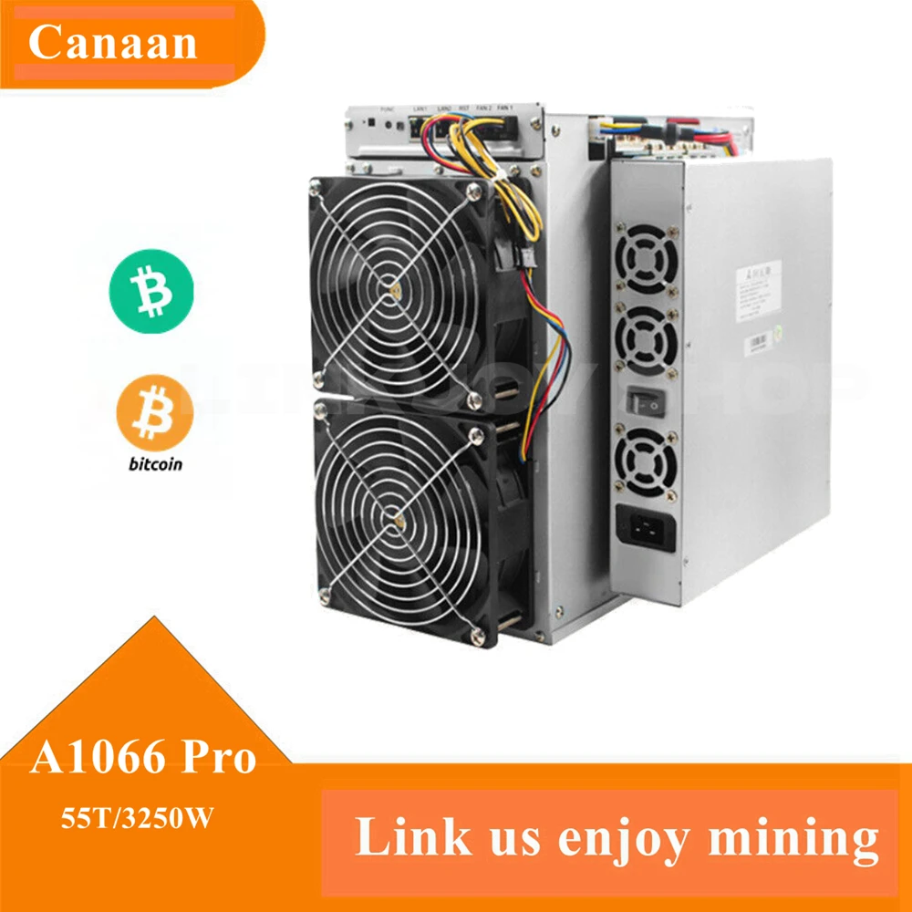 Canaan Avalon 1066Pro 55t BTC Bitcoin Avalonminer Asic Miner With 3250W Power Supply Included