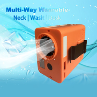 Portable WaistFan Stepless Speed Control 6000mAh USB Rechargeable Fan with LED Flashlight Wearable Neck Desk Clip Fan Power Bank