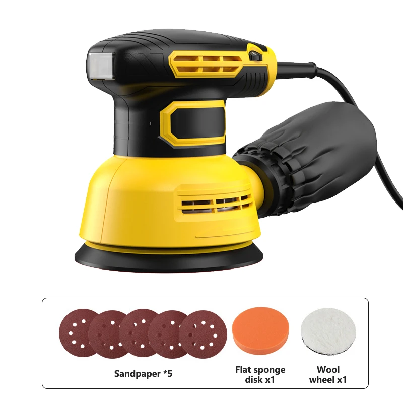 300W Electric Eccentric Sander 5 Inch 125mm Sanding Plate Electric Sander Wood Processing Furniture Car Polishing Machine