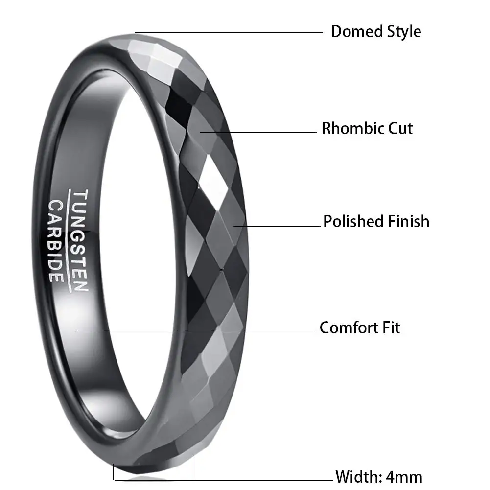 4mm Tungsten Carbide Ring Rose Gold Plating  Wedding Ring For Couple Bands