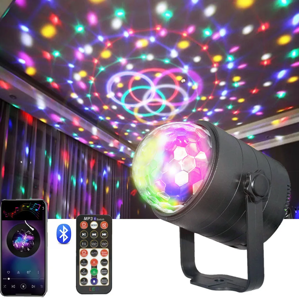 Disco Ball Light Portable Bluetooth DJ Strobe Light with Remote Control Voice Control Party Light Dance Birthday Room Decoration