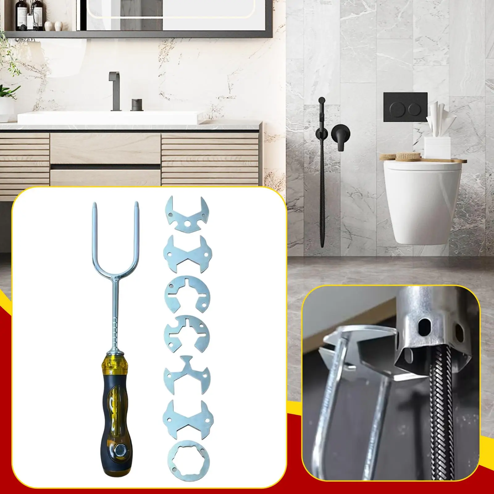 Multi-Functional Sink Wrench Bathroom Sink Repair Installation Wrench Multi-Functional Water Pipe Angle Valve Faucet Repair Tool
