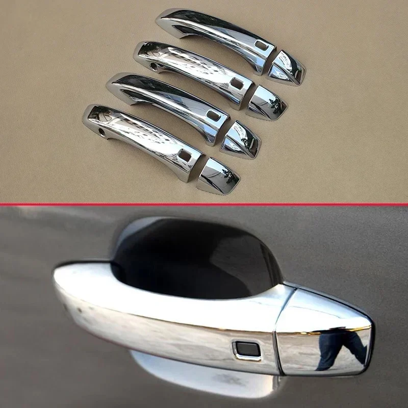 Glossy Chrome Door Handle Cover For Audi Q7 4M 2016-2023 Keyless Exterior Molding Overlay Trims