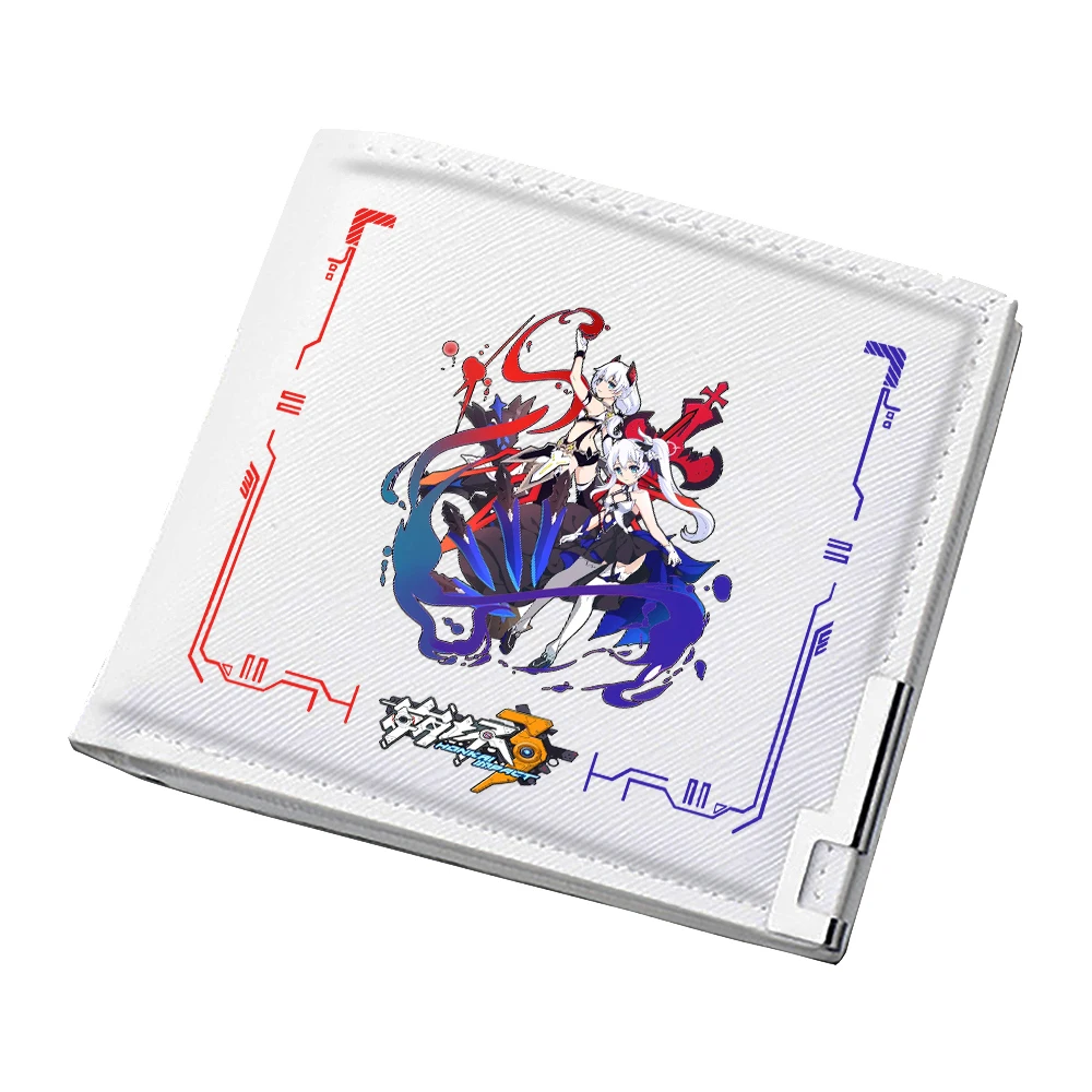 

Honkai Impact 3, кавайные сумки для денег, милый держатель для удостоверений личности, белые короткие кошельки из искусственной кожи, кошелек для девочек в стиле аниме, клатч с героями мультфильмов