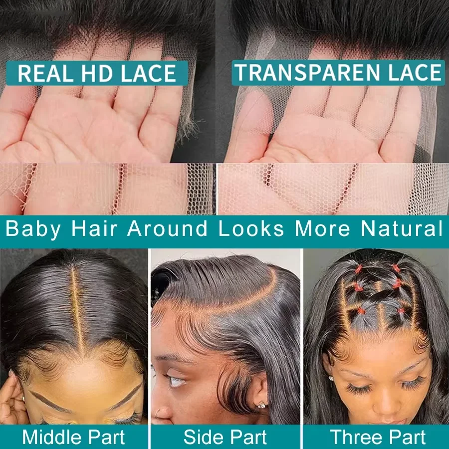 Straight Hd Lace Front Human Hair Wigs For Black Women 32 Inch Glueless 13x4 13x6 Lace Frontal Wig Pre Plucked with Baby Hair