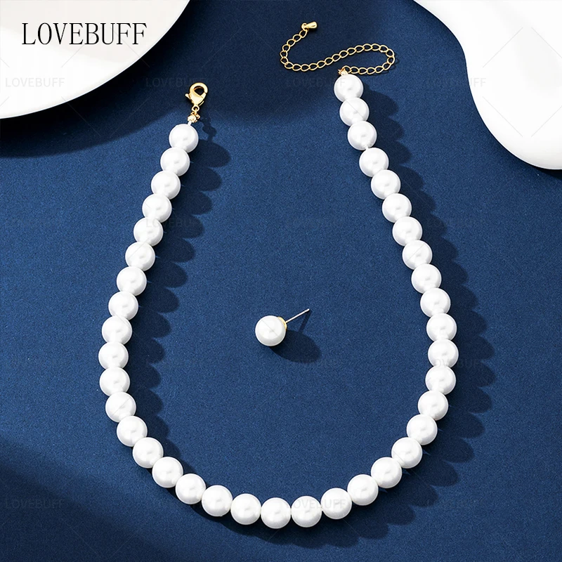 LOVEBUFF Honkai: Star Rail Ruan Mei Ruanmei's Crystal Pearl Necklace & Earring 2pc Set