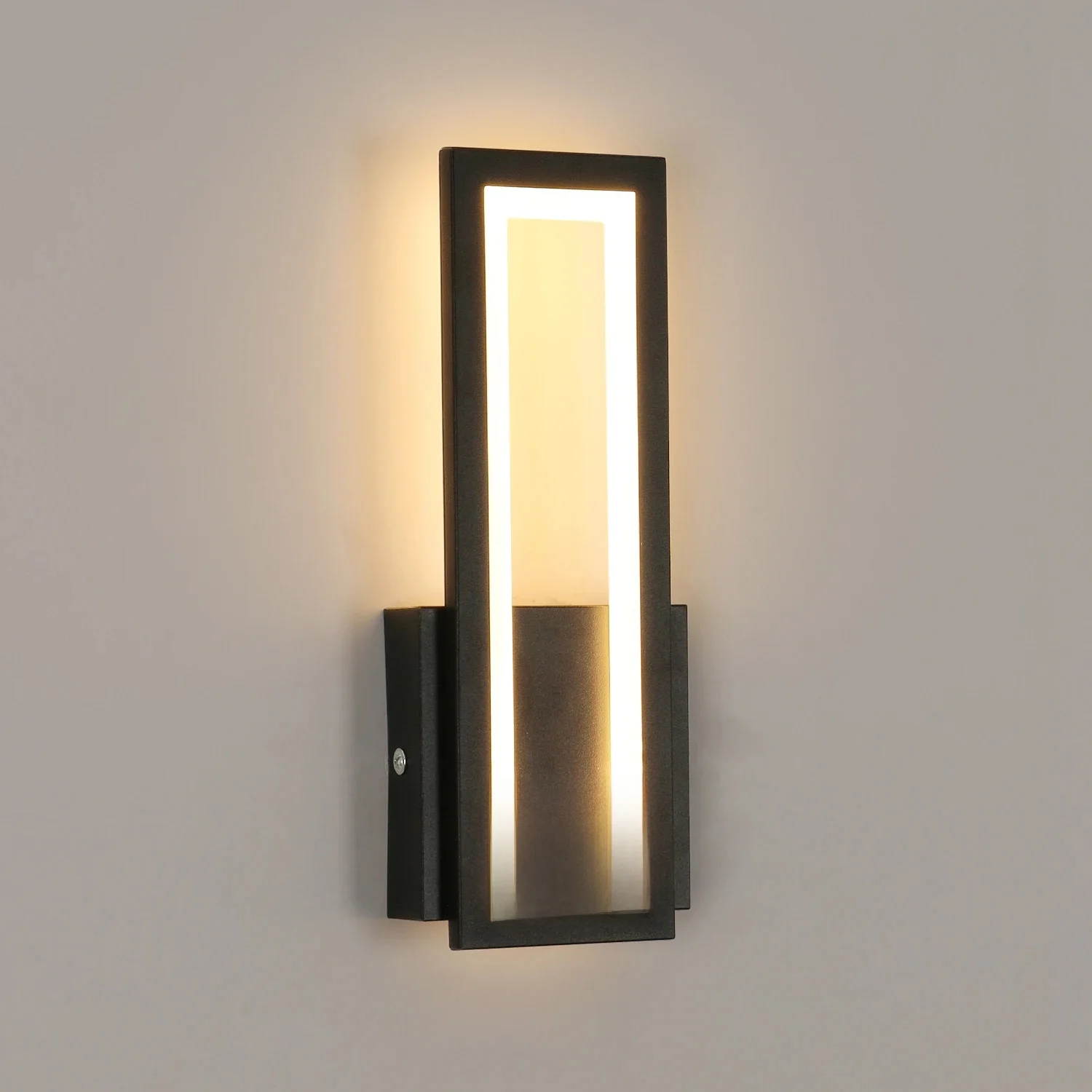 Modern Rectangular Led Wall Light, 16W 3000K Black Acrylic Wall Sconce, Ideal for Staircase, Corridor, Hallway, Loft