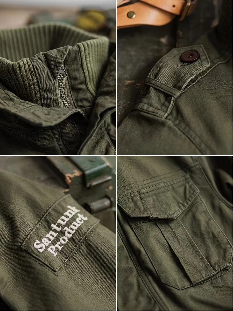 Men\'s M-65 Jacket Armbands Double Collar Military Tactical Style Classic Male Outfits
