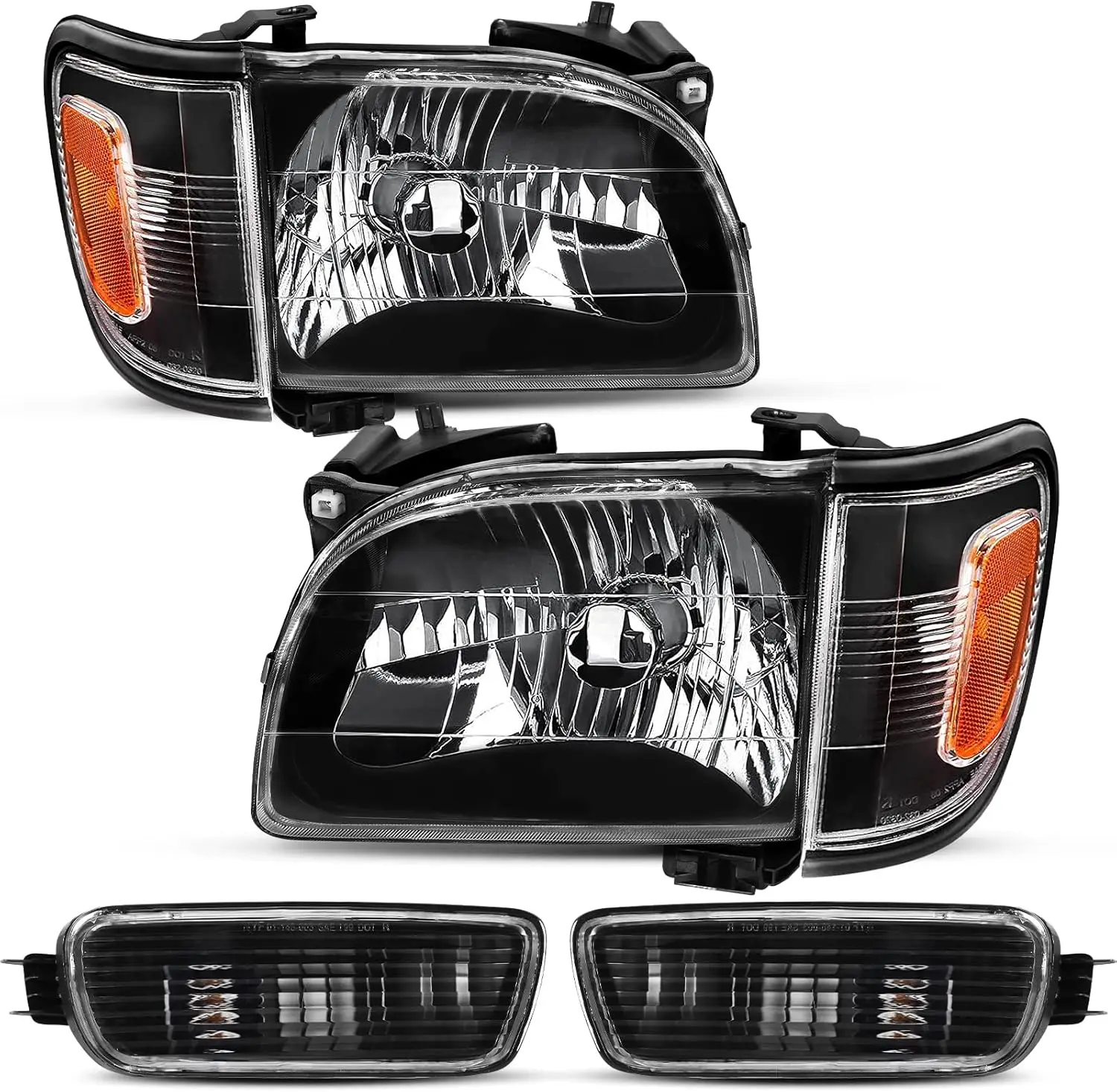 

SHAWHO AUTO Headlight Assembly Compatible with 2001 2002 2003 2004 Toyota Tacoma Headlights+Bumper Light